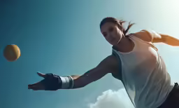 a woman is reaching for a tennis ball
