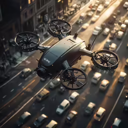 the flying object is flying over the road