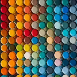 a rainbow of colored paint arranged on top of each other