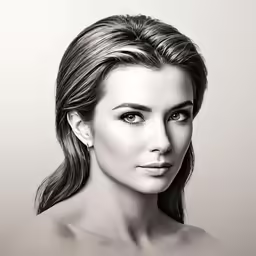 a woman with long hair and wearing earrings