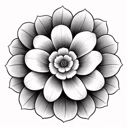 black and white dahl flower drawing