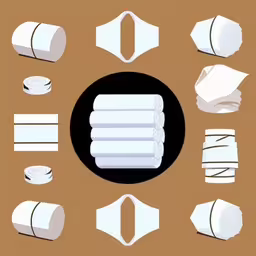 a black circle has white cut - outs around it,a large group of items that are white and black,there are many pieces of paper that can be arranged in a circle,several papers and other white objects are arranged around the black object,paper objects made from a circular object with a center