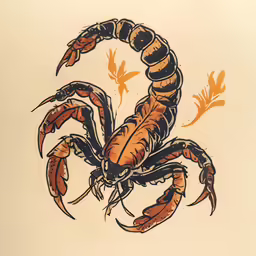 a drawing of a scorpion on the back of a wall