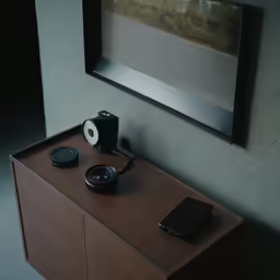 a flat screen television on top of a wooden table
