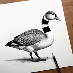 a drawing of a bird next to a pencil