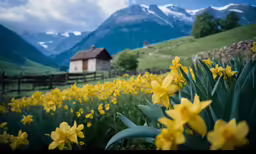 a large field with yellow flowers growing on it