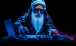 an old man playing games on his laptop