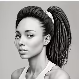a woman with large black dreadlocks in her hair