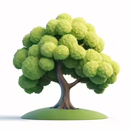 a tree is on an island and it has leaves growing