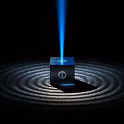 an object emitting the light up blue with blue beams