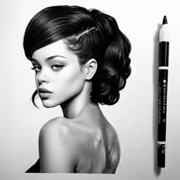 the face of a woman next to a marker with her head slightly down
