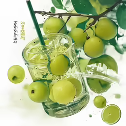 green apples and liquid in a jar