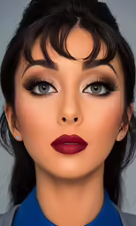 a woman wearing a red lipstick on her lips