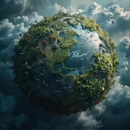 a rendering showing the world in its own hands