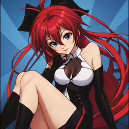 a anime woman in red hair with big breast