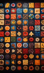 assorted colored pieces of pottery on display