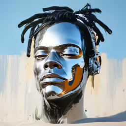 an artistic image of a man with different skin types and hair