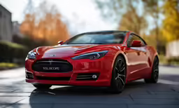 a red sports car parked on a city street