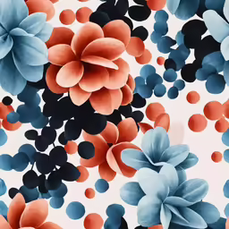 many red and blue flowers on white