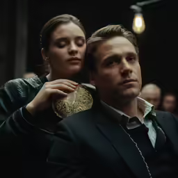 a man and woman standing next to each other