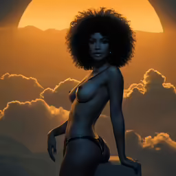 a painting shows a woman in lingerie under the sun