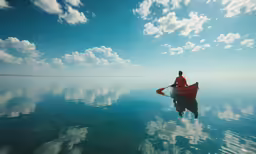 a man that is in a boat that is sitting in the water