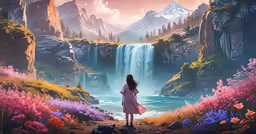 a person standing at a waterfall watching the waterfall