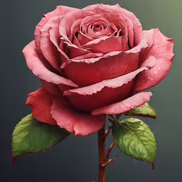 a red rose has water droplets on it,a large pink rose on a branch with rain drops