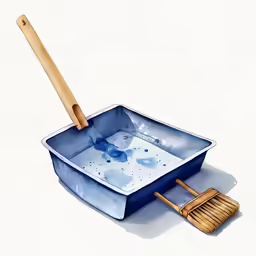 an illustration of a small blue dish with a brush in the middle