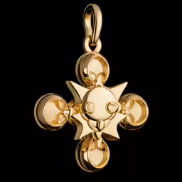 a cross pendant sitting on top of a black background
