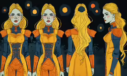 three female characters are shown in yellow