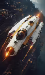 an image of an alien spaceship flying through the air