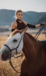 a woman rides on the back of a horse