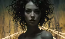 the image is very artistic and shows a beautiful girl with dark hair