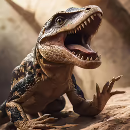 a large lizard with its mouth wide open