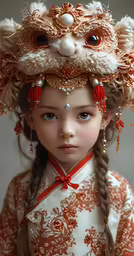 a doll with braids and an asian headpiece