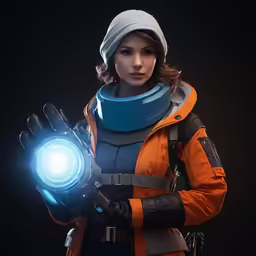 a person holding a light up glove on their hand