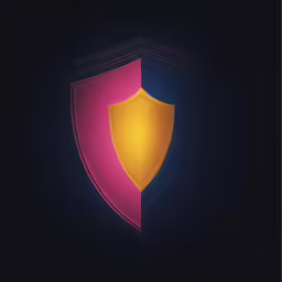 colorful shield icon against dark background