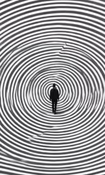 the man is standing in front of an image of a spiral