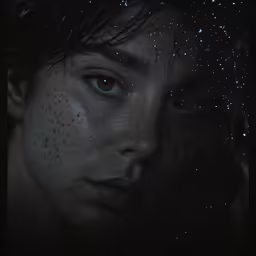 a very young man with freckled hair and eyes