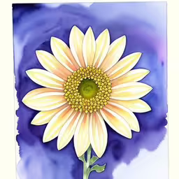 a painting of a yellow flower with watercolor effect