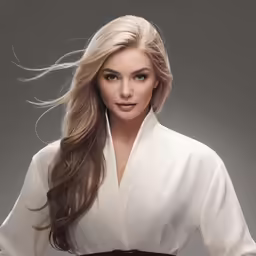 a young blond woman wearing long hair