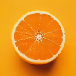an orange slice is shown with yellow background