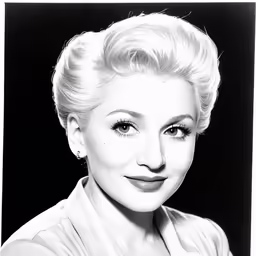 a black and white photo of a woman with a hairdow