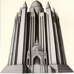 a drawing of a cathedral with its turrets