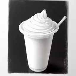 a cup with whip cream on the rim