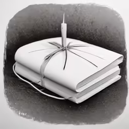 a stack of books with a candle on top