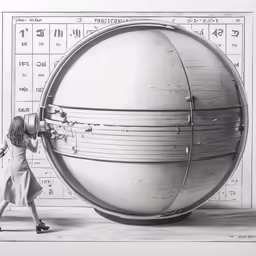 a vintage drawing of the giant globe of the world by william bradley