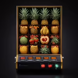 a black clock showing fruits and a lot of them