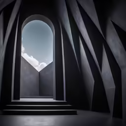 an open window into the sky with white clouds